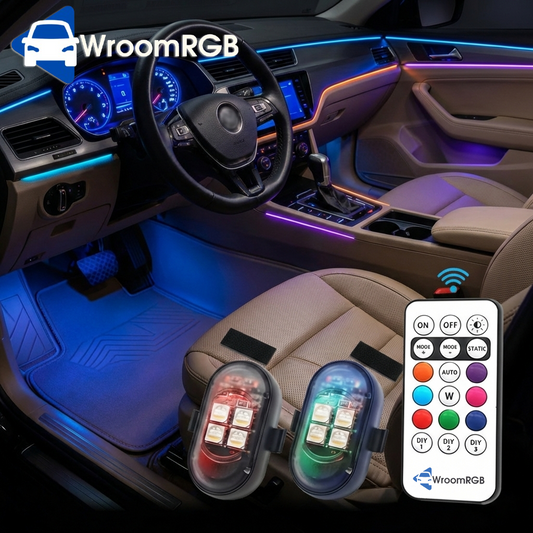 WroomRGB™ - Lampki RGB Ambiente na pilota do samochodu uniwersalne